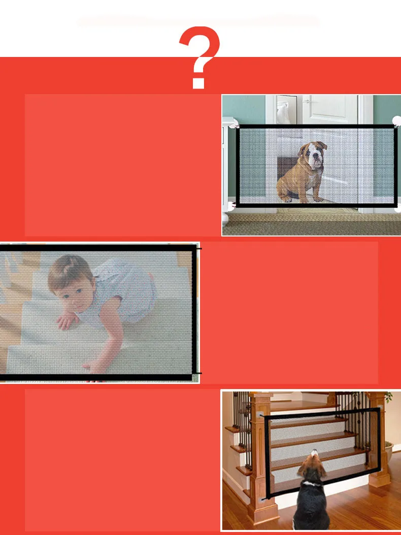 Pet Dog Fence Portable Folding Divider Mesh Home Perforation-Free Traceless Wall Protection Barrier Safety Net Nylon Mesh Cloth