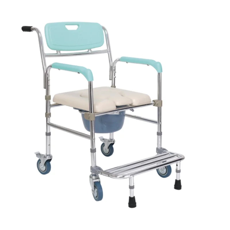 

FHB7801bath commode chair medical hospital toilet moving chairs aluminum with castor Detachable armrest legrest