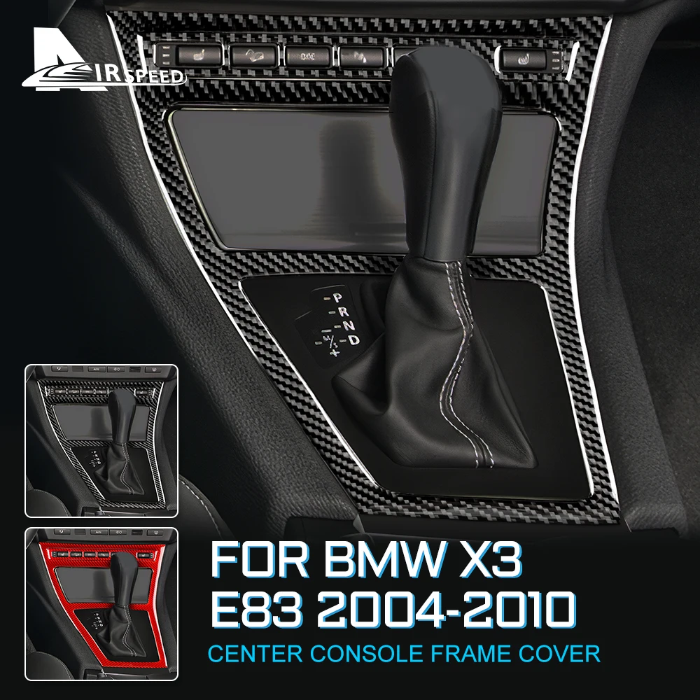

for BMW X3 E83 Car Center Console Gear Shift Surround Frame Cover Sticker 2004-2010 Real Carbon Fiber Interior Trim Accessories