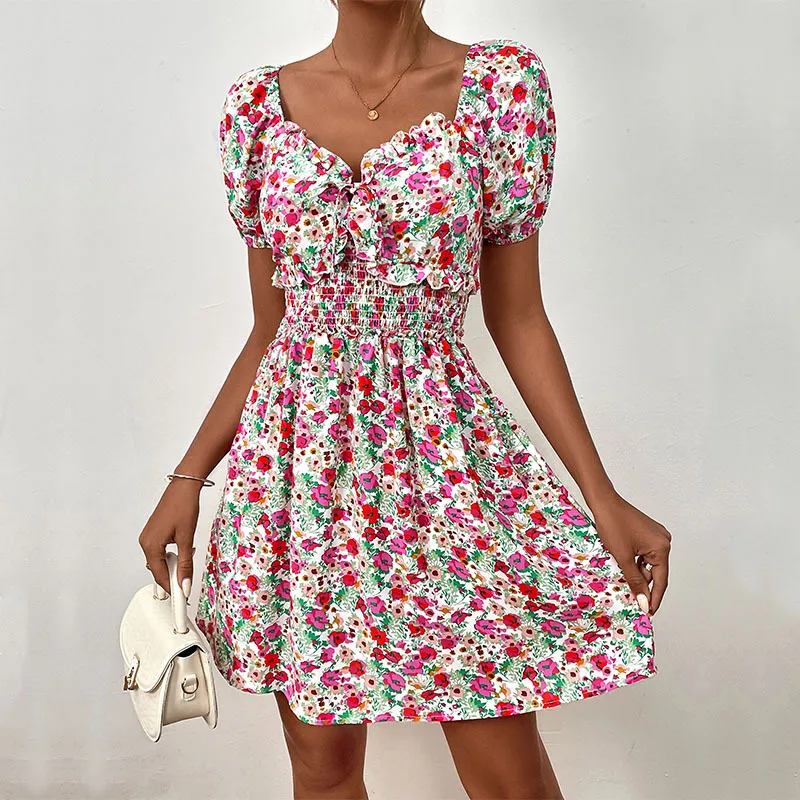

Women Clothing Female Dress Cute Party Floral Short Summer Elegant Casual Prom Streetwear Y2k Women Dresses Free Shipping