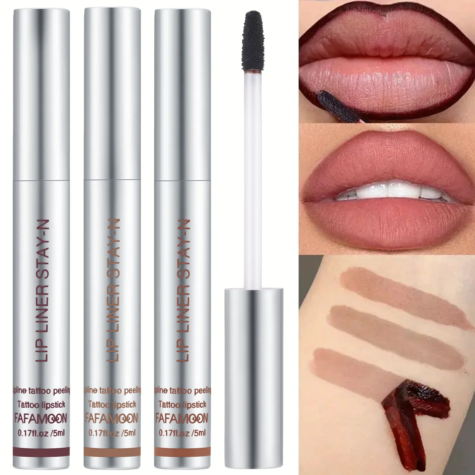 FAFAMOON 3 colors/set  outline the lip shape to show lip color waterproof and sweatproof non-smudging peel-off lip liner set 2