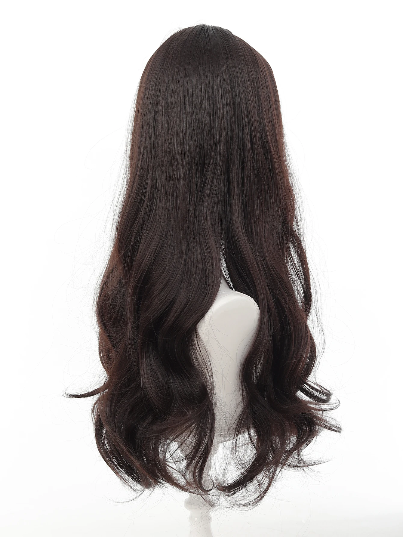 Synthetic Wavy Wig for Women with Bangs Brown Black Long Hair