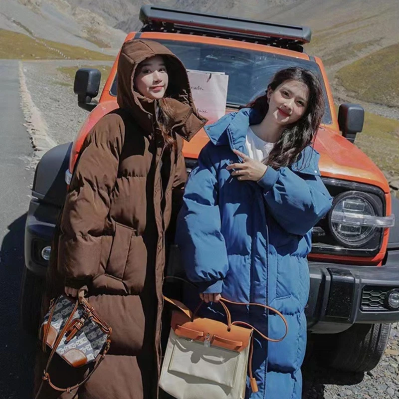 Piumino Lungo Con Cappuccio Da Donna Piumino Invernale Ispessito Con Cerniera Capispalla 066C