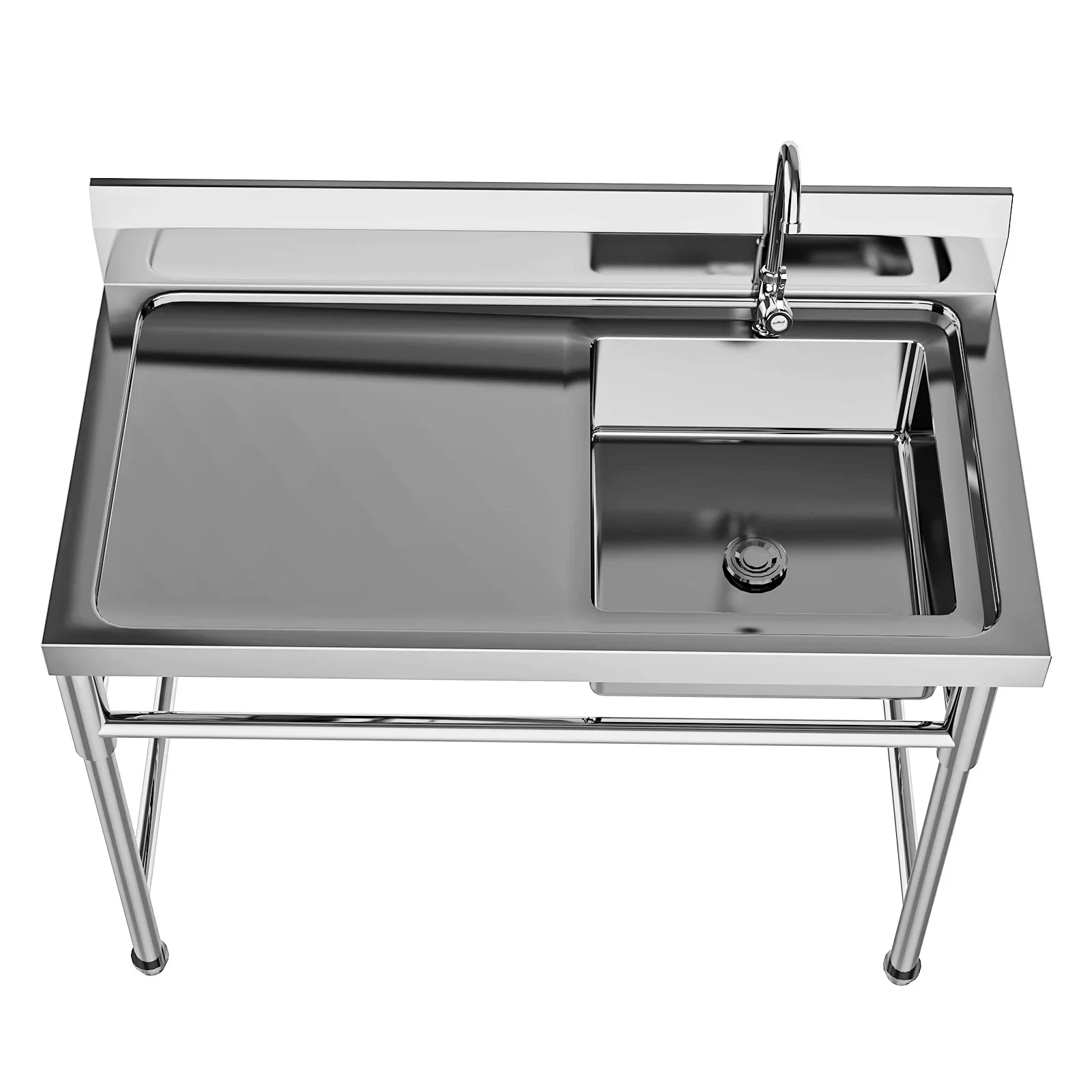 120*60*80cm Commercial Kitchen Sink Durable and Sturdy with Faucet Stainless Steel