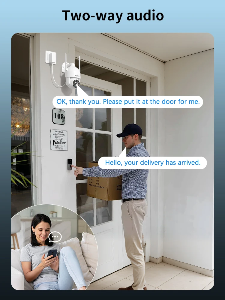 Security Camera 1920P Wifi Outdoor AI Smart Detection 24/7 Recording HD Color Night Vision Surveillance Camera Kit