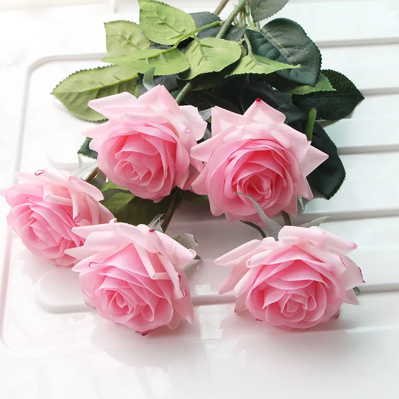 12pcs/Lot Rose Latex Artificial Flowers Real Touch Rose Flowers Home Decorations for Wedding Birthday Party Decor Branch Bouquet - Image 4