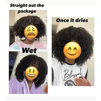 Perruques Afro crépues bouclées avec frange 200% densité brésilienne Remy cheveux humains pleine Machine faite perruques courtes Afro bouclés perruques pour les femmes 4