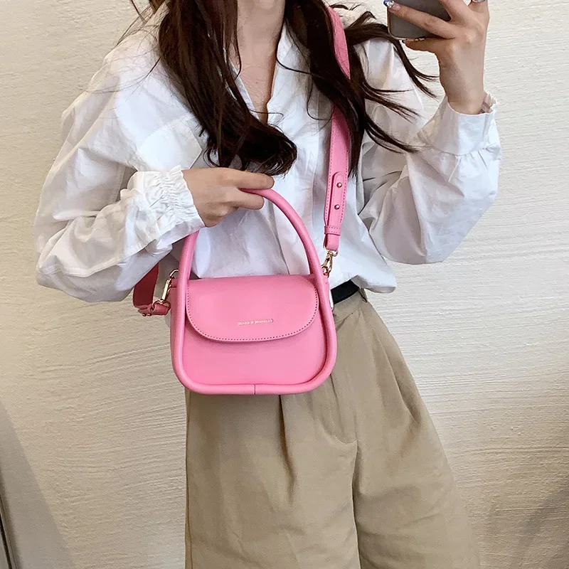 Women's Handbag Trendy PU Leather Small Clutch Bag for Women Pure Color Long Strap Small Crossbody Shoulder Bag Female Purse