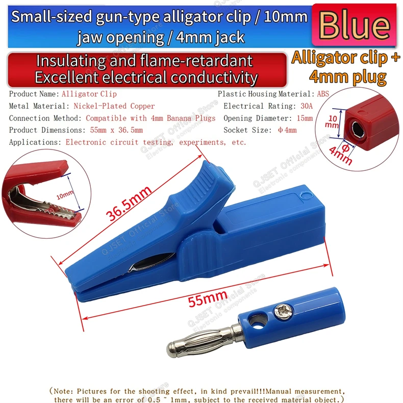1 Satz 55 mm Krokodilklemme aus reinem Kupfer mit 4 mm Bananenstecker, Prüfspitze, Hochspannungsprüfklemme, Drahtkabelklemme mit 10 mm Öffnung – Detail 7