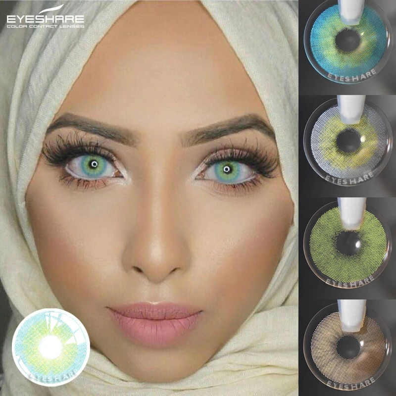 Eyeshare Color Contact Lenses For Eyes 2pcs Aurora Blue Green Colored