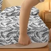 1 Simple modern Feather printed matte Fitted Sheet, bedroom printed bed cover, bedding (excluding pillowcases) 4