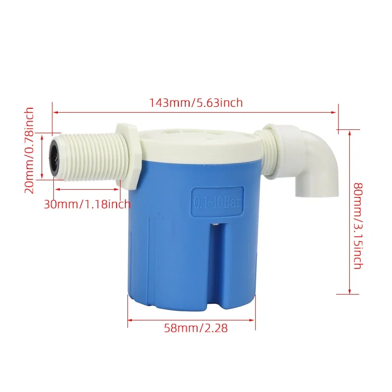 Float Valve 1/2" 3/4" 1" Practical Water Level Control Durable Replacement Full Automatic Anti Corrosion Nylon ball balve