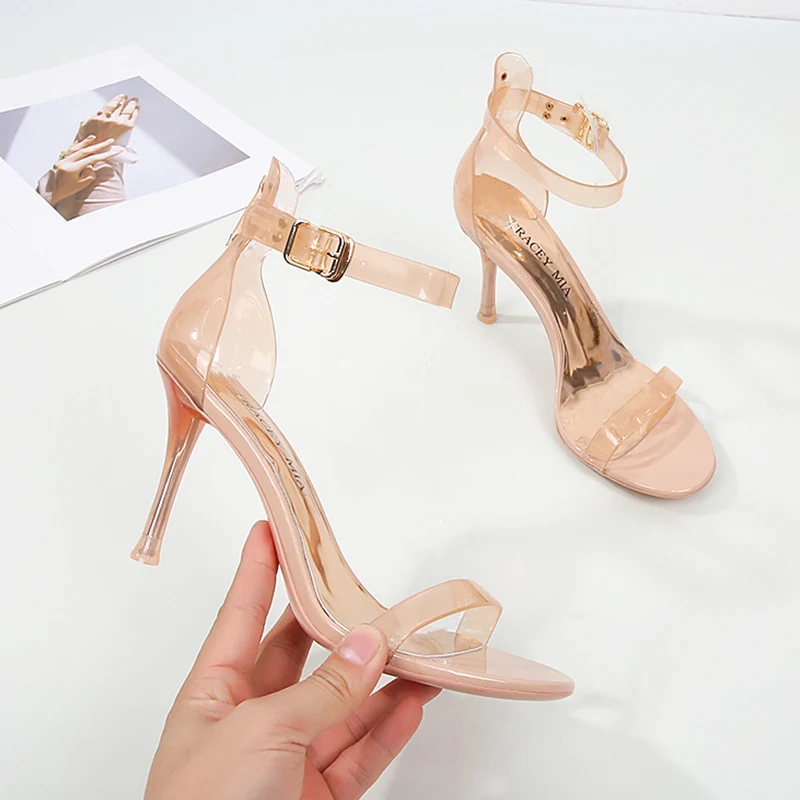 Women's Sandals Genuine Leather Brand Shoes Sexy Open Toe Ankle Strap High-heeled Sandals Fashion  Women Evening Dress Shoe 10CM