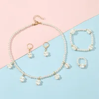 Bijoux français en perles pour enfants, collier fouet, bracelet, bague, boucles d'oreilles, design de niche de luxe léger, costume 4 3
