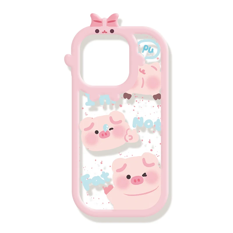 Case For IPhone 14 11 13 12 Pro Max Cute Pig Bear Cases Iphone X XR XS Max 7 8 6 6S Plus 14 SE 2020 2022 Transparent Cover Funda