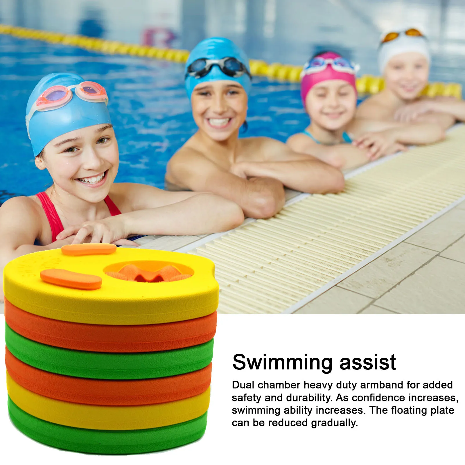 6pcs Set Kids EVA Foam Swim Discs Swimming Exercises Floating Sleeves Armbands For Toddlers Inflatable Pool Playing Water