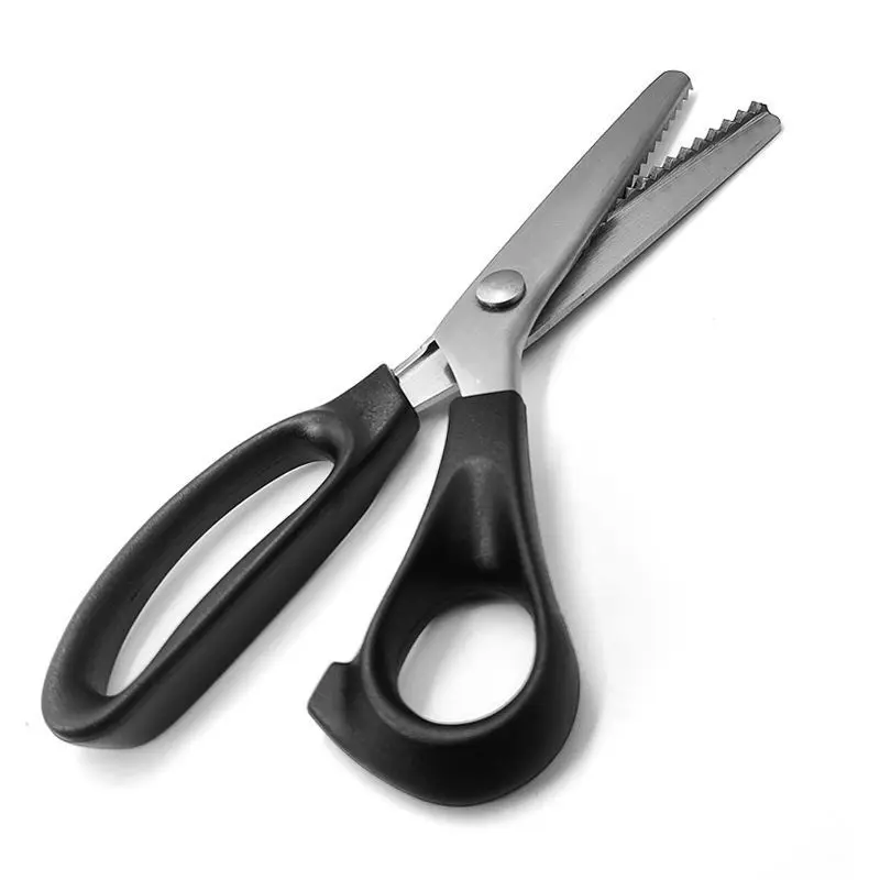 Enhanced Serrated Tailor Scissors with Handmade Lace Design and Curved Wave Blades