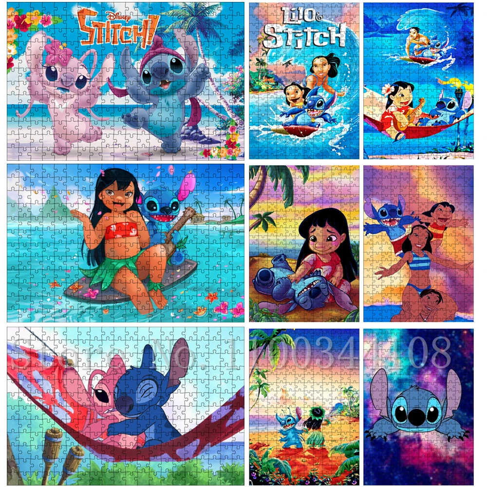 Puzzle dessins animés Lilo & Stitch Disney, 300/500/1000 pièces, jouets