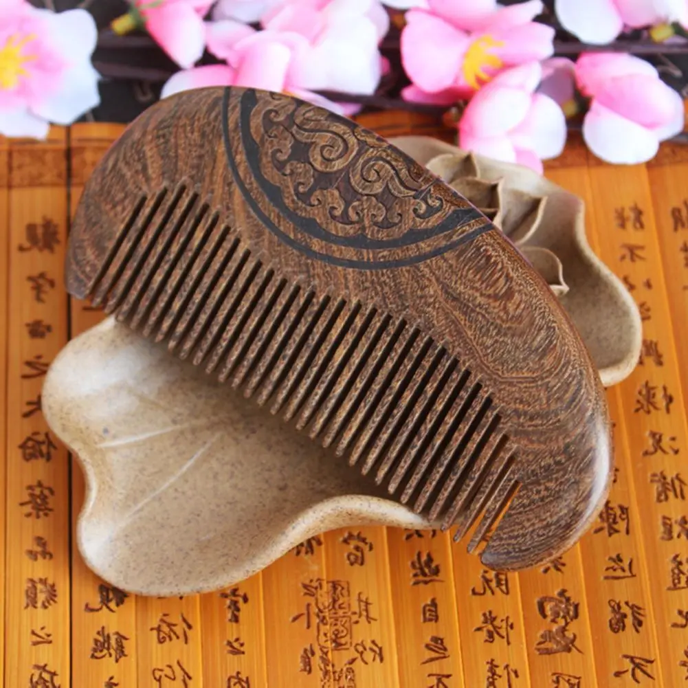 Women Men Use Vintage Sandalwood Beard&Hair Combs Handmade Natural Wood Comb with Fine and Wide Tooth