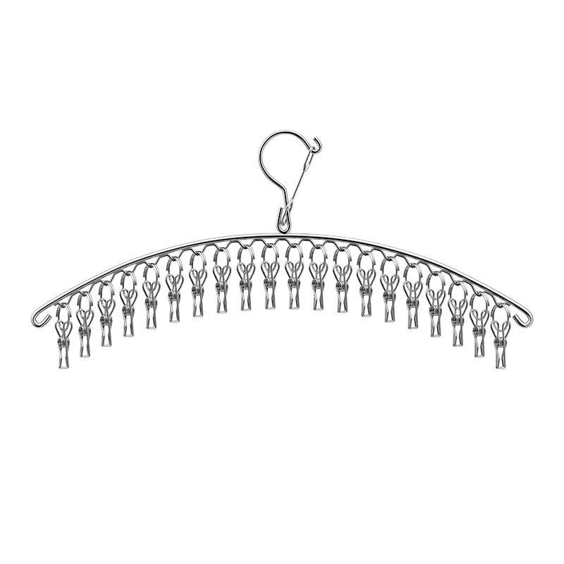 20Pegs Stainless Steel Clothes Drying Hanger Windproof Clothing Rack Clips Sock Laundry Airer Hanger Underwear Socks Holder 5