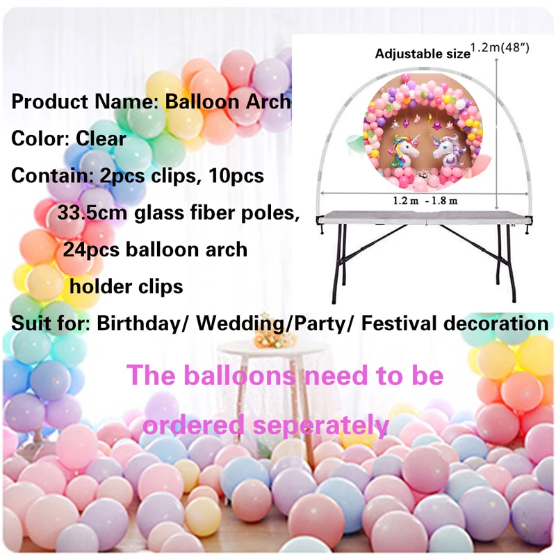 Table Balloon Arch Kit High Strength Glass Fiber Pole for DIY Party Wedding Birthday Baby Shower Festival Christmas Decoration