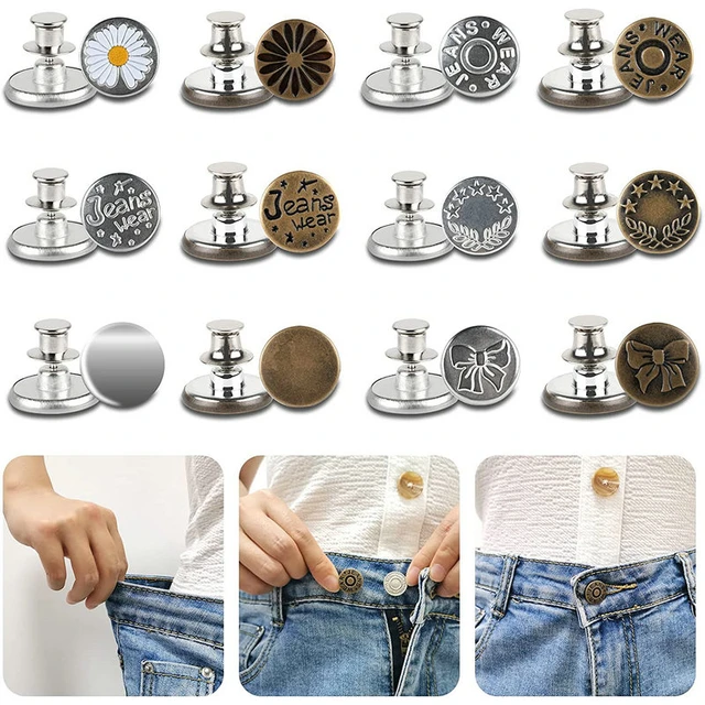 Épingles à boutons réglables pour Jeans, boutons amovibles pour pantalons,  pas de couture, facile à utiliser, bricolage, outils nécessaires -  AliExpress