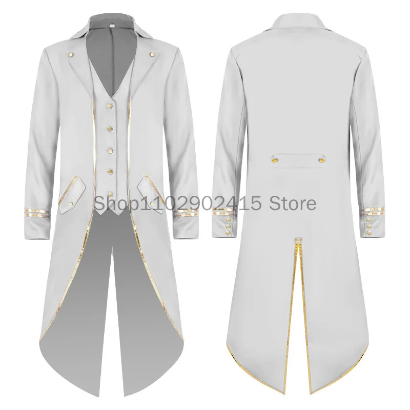 

2023 Medieval Noble Gentleman Tuxedo Coat Retro Phnom Penh Single-Breasted Irregular Jacket Halloween Cosplay Costume For Men