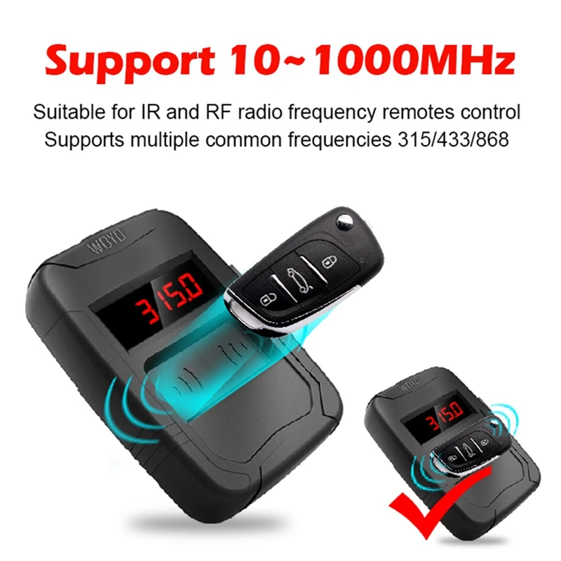 

WOYO 1 PCS 10-1000MHZ Remote Control Tester Black Plastic IR FR Frequence Tester For Car Key Truck Remote Home Appliance