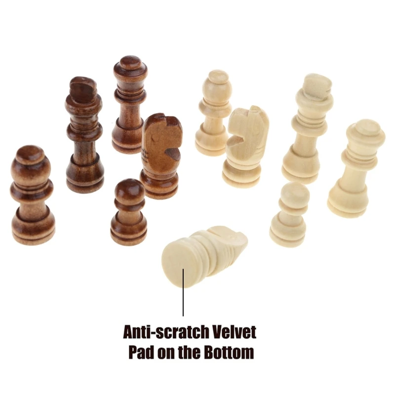 32Pcs/lot Wooden International Chess Pieces with No Board, Portable Chess Pieces Replacement Tournament Set