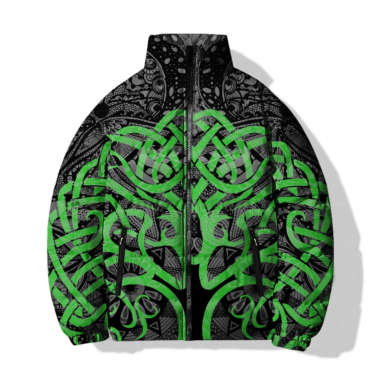 thumbnail image 1 of Tops de invierno para hombre Abrigo para hombre Chaqueta de algodón personalizada con estampado de corazón mecánico y cara verde para hombre Chaquetas Abrigos, 1 of 5