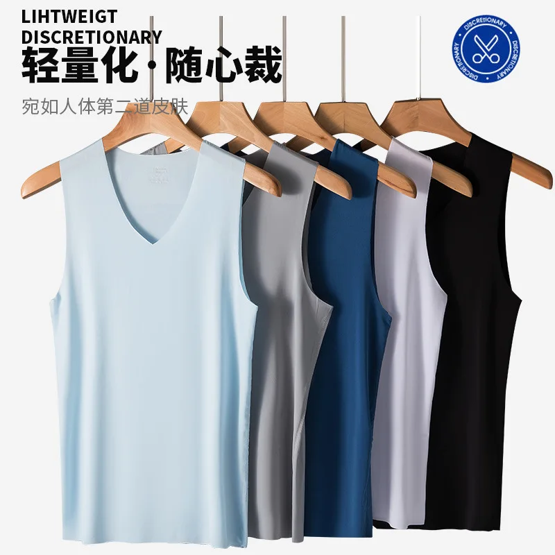 Men Ice Silk V Neck Breathable Summer Vest