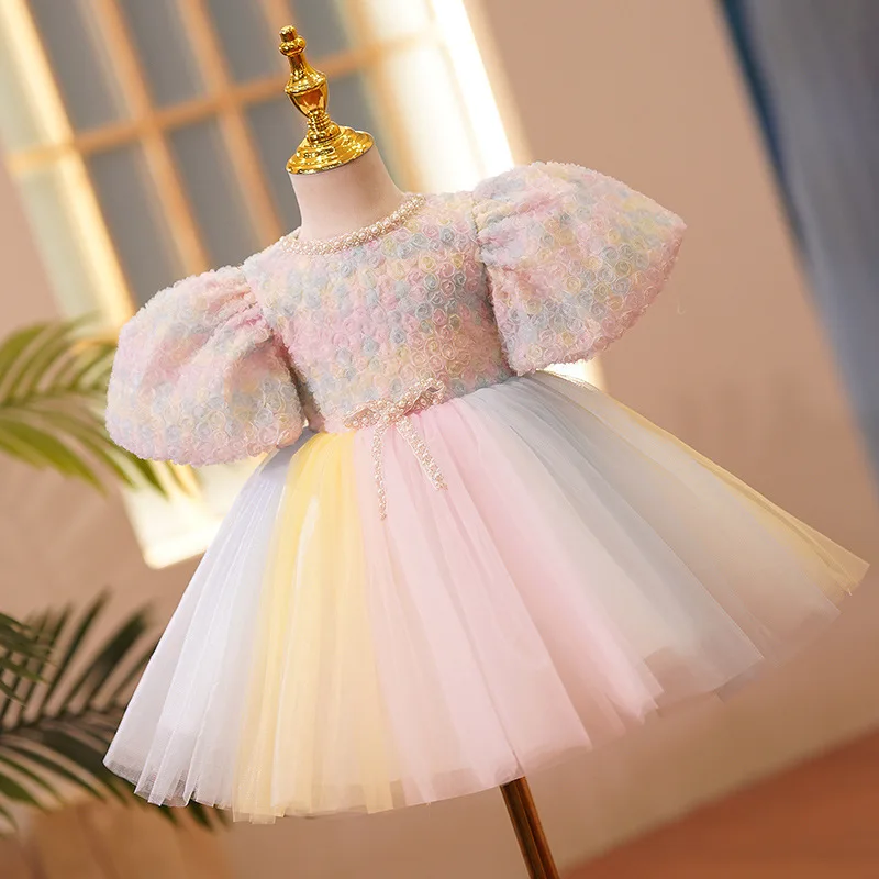 2025 Neonate Abiti Nuovi Abiti per Ragazze Per Fiori per Bambini Arcobaleno Principessa Tutu Abito Festa di Compleanno Abbigliamento per Bambini - immagine 2