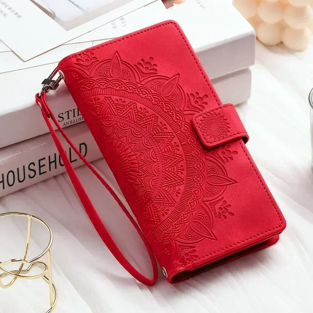 Leather Crossbody Zipper Flip Wallet Case - Premium Book