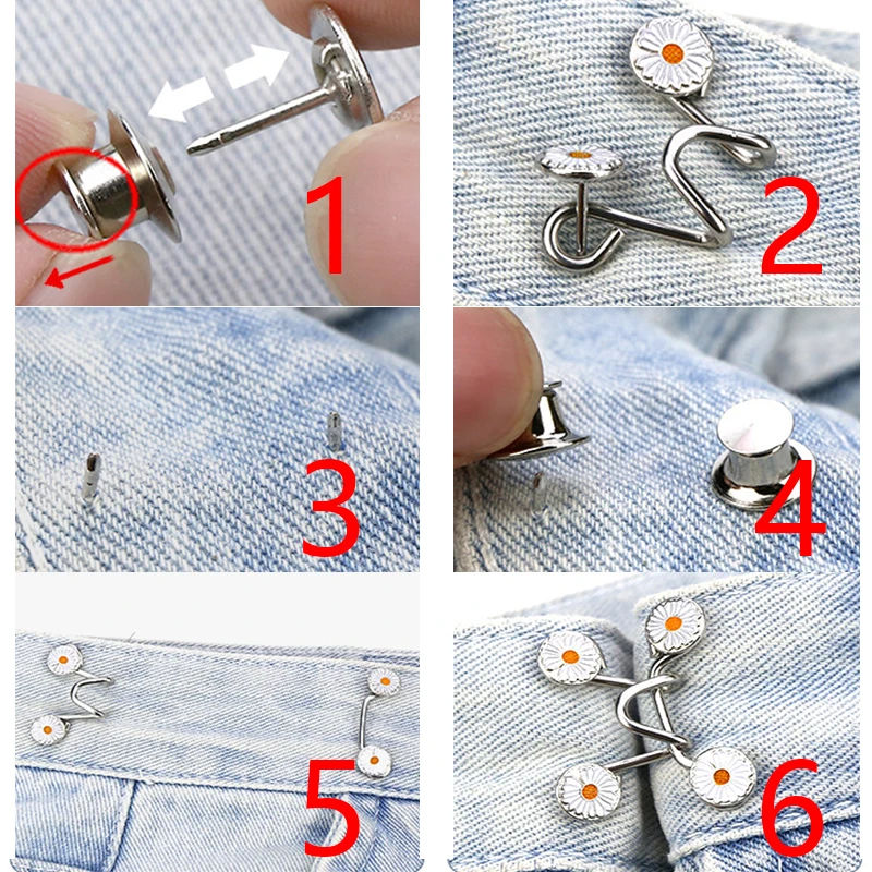 Bottoni Regolabili Per Jeans - 6 Pezzi, Clip Metalliche, Per Stringere Pantaloni E Gonne - Foto 5
