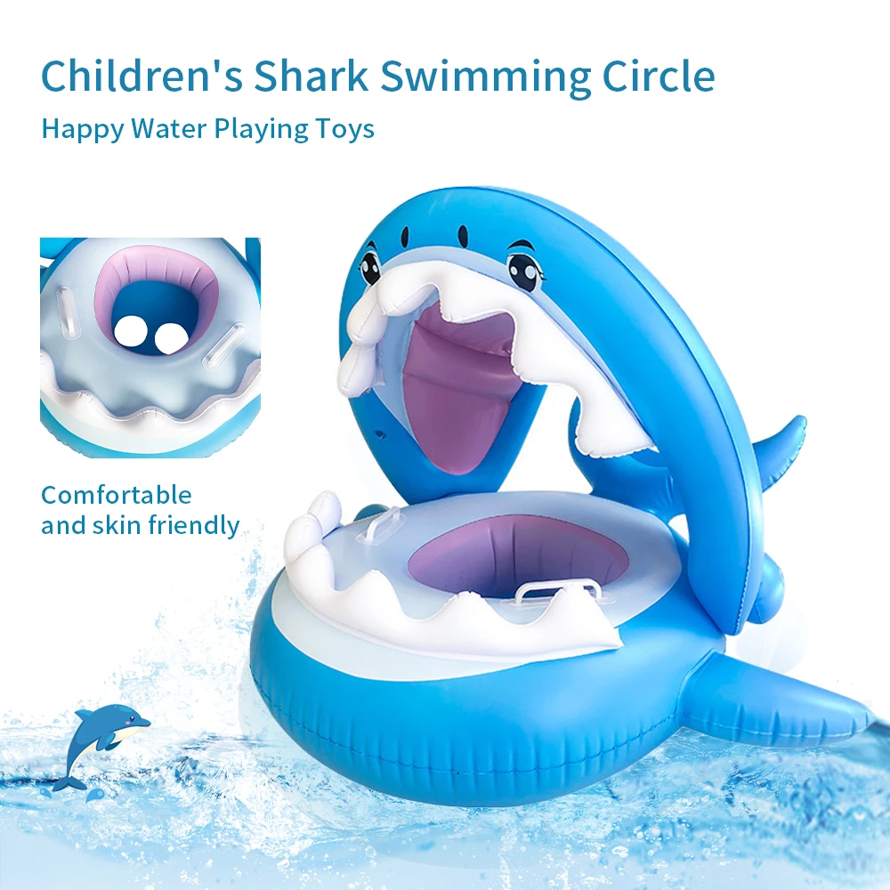 1pc Inflatable Shark Seat Ring Swimming Pool Floating Seat