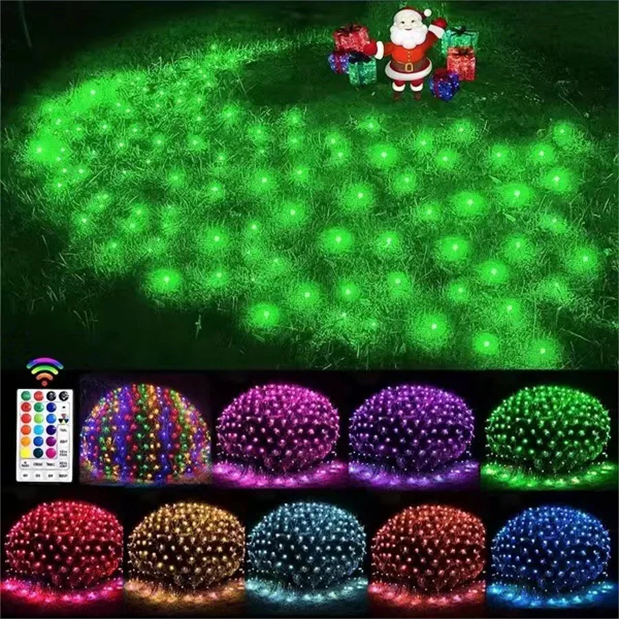 

RGB Color Changing Halloween Christmas Net Lights 3x2M 224 LED Connectable LED Mesh Light with Remote for Xmas Tree Bushes Decor