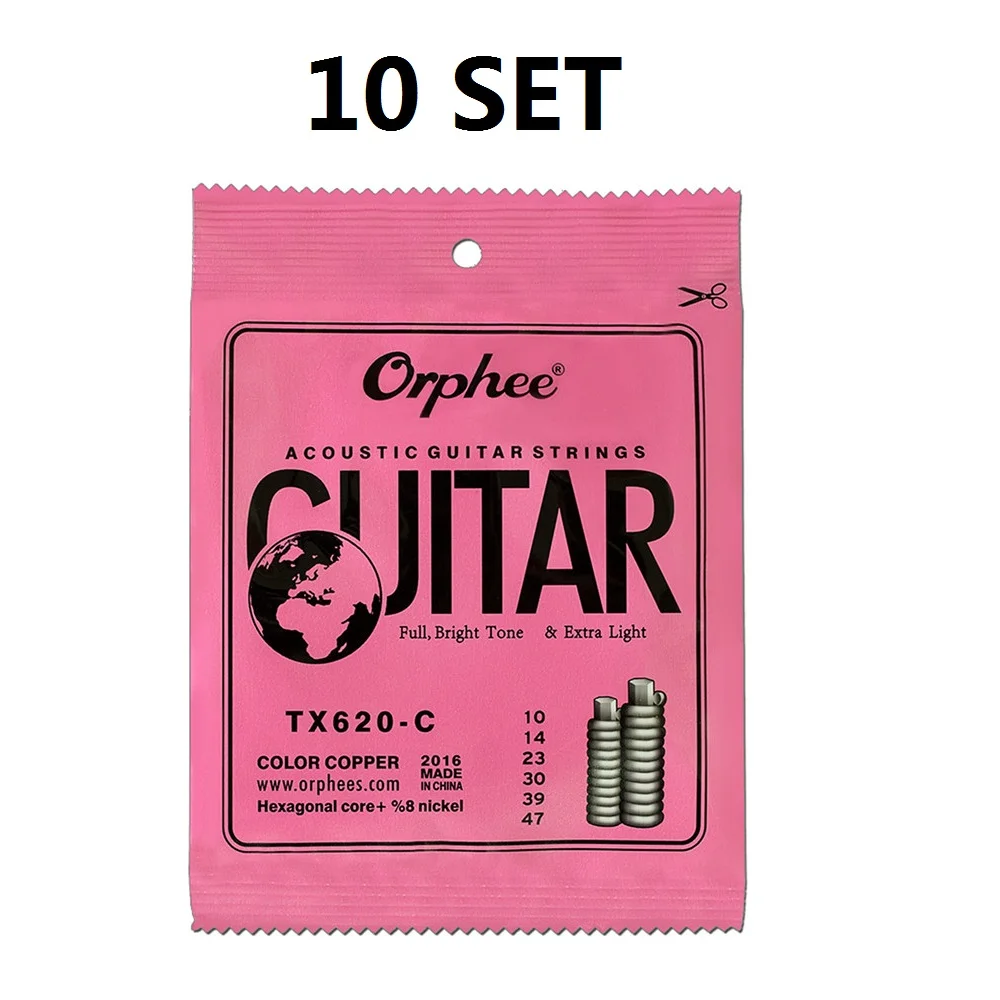 

10 шт./комплект, струны Orphee для акустической гитары, 10-47 струн