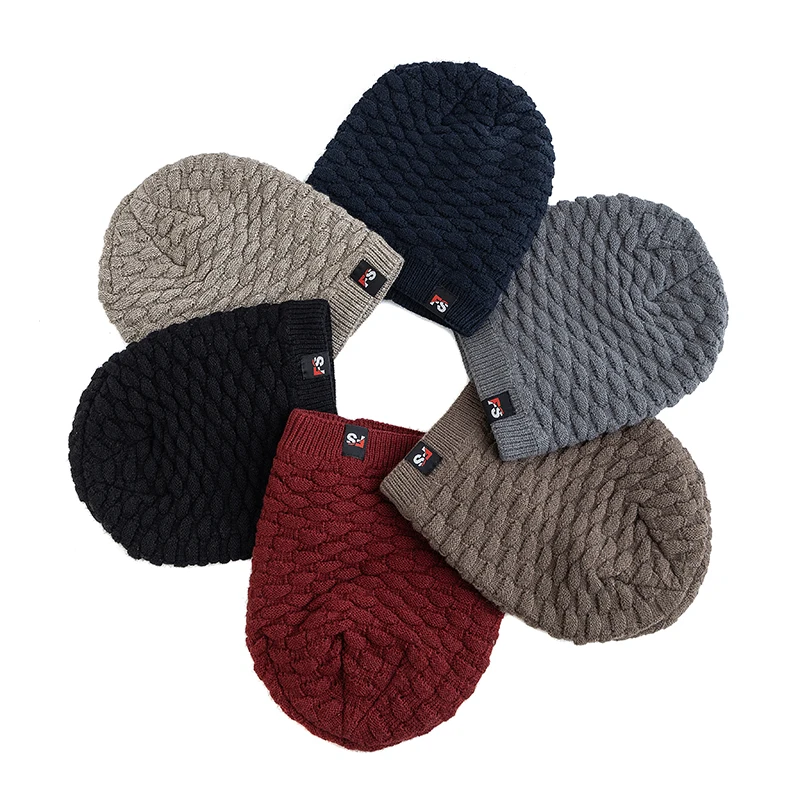 New Unisex Slouchy Winter Hats Outdoor Warm Hats For Men Women Plush Fur Lined Knitted Hat Fashion Ski Beanie Cap