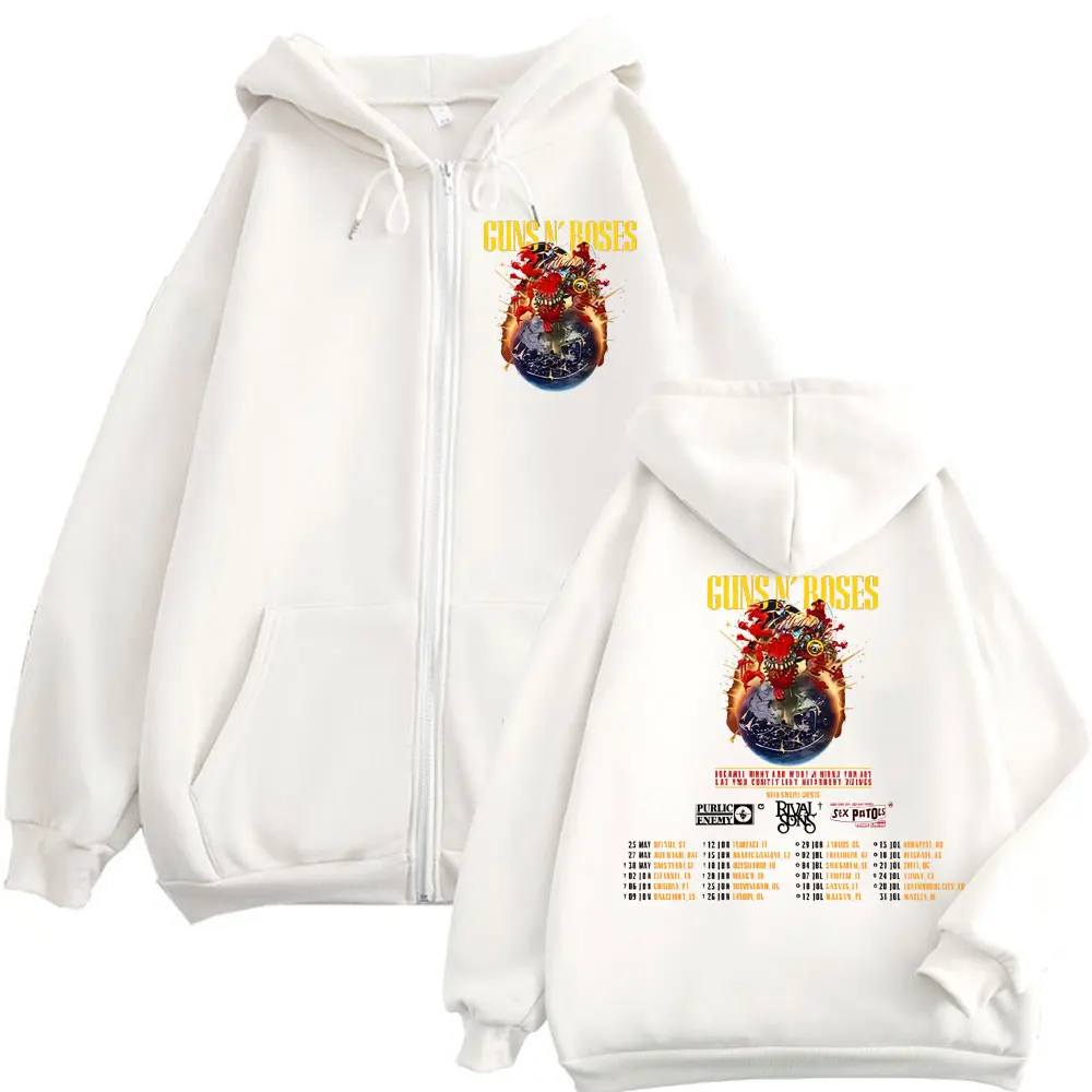 Rock Band Guns N Roses Tour 2025 Zipper Hoodies Punk Hip Hop