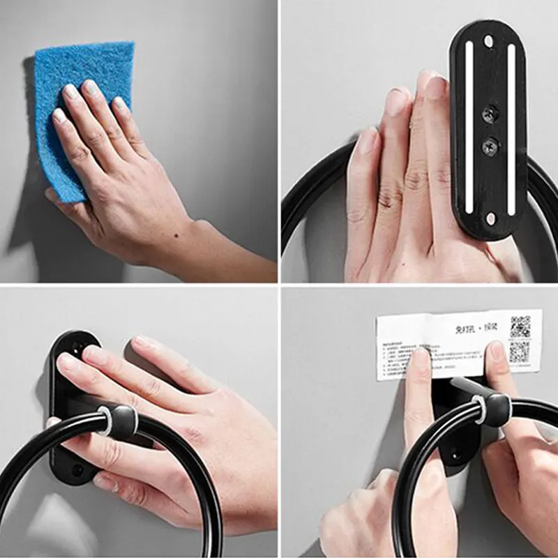 Description Picture 5 of item1PC No-Punch Towel Ring Bathroom Restroom Washcloth Hanger Wall Mounted Hand Towel Holder