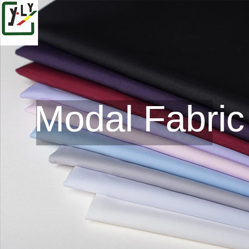 

Modal Fabric By The Meter for Dress Shirts Clothing Diy Sewing Soft Silky Drape Cloth Plain Black White Summer Opaque Breathable