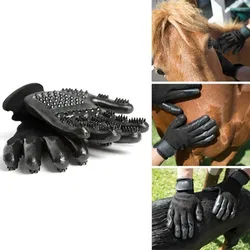 Grooming Glove for Cats Soft Rubber Pet Hair Remover Dog Horse Cat Shedding Bathing Massage Brush Clean Comb for Animals 1 Pair