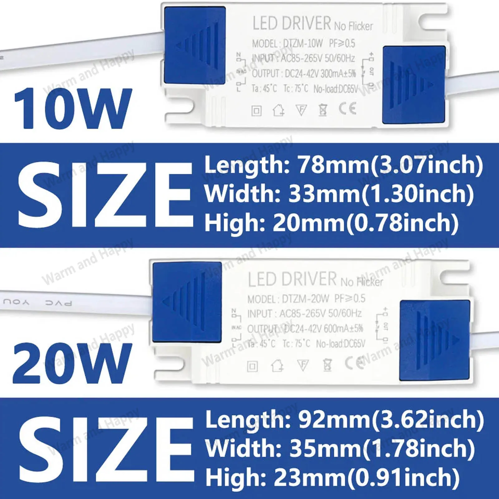 LED 전원 공급 장치 어댑터 10W 20W 30W 40W 50W 조명 변압기 DC24-42V AC85-265V 패널 조명 LED 드라이버 깜박임 없음