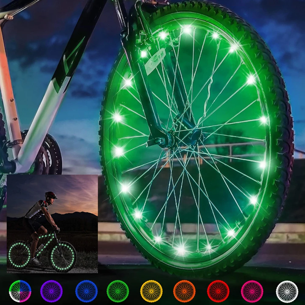 Bicycle Spoke Lights Waterproof Bike Spoke Lights 16 Colors Cycling Decoration Safety Warning Tire Strip Light Bike Accessories