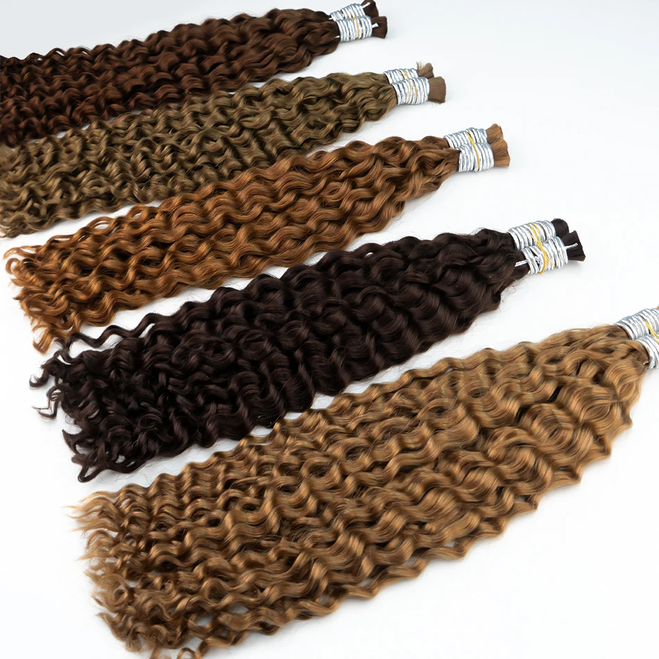 Real Virgin curly Human Hair Bulk Extension 613 Blonde Hair Bulk Weaving For Braiding Unprocessed No Weft Deep Wave