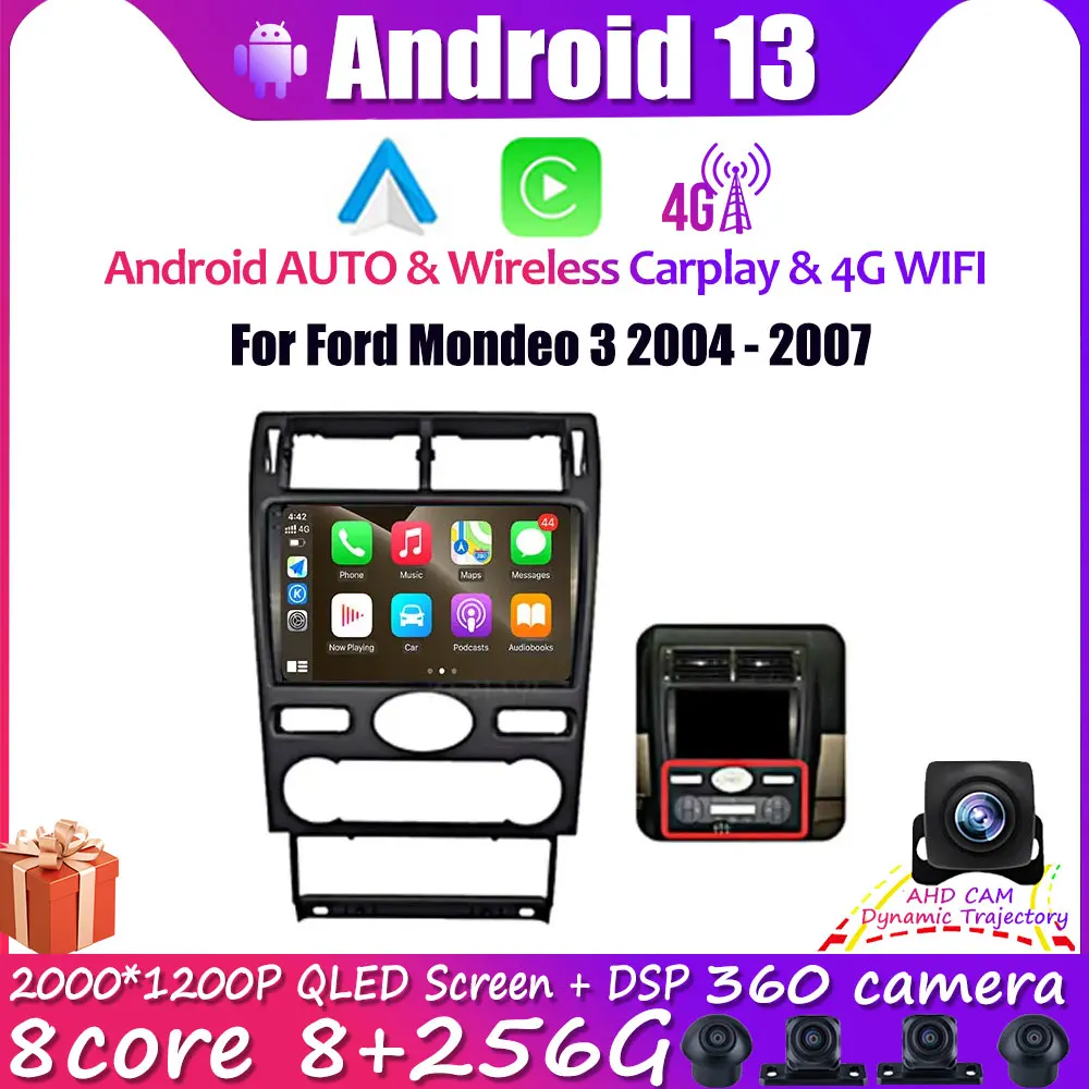 

Android 13 для Ford Mondeo 3 2004 - 2007 автомобильное радио мультимедийный видеоплеер навигация GPS авто Carplay 4G Lte No 2Din 2 Din DVD