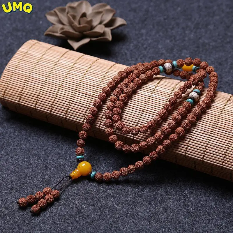 

Wishing Jewelry Vajra Bodhi Rudraksha Beadsseeds 108 Buddha Beads with Five Petals and Star Moon Beadsnecklace Bracelet