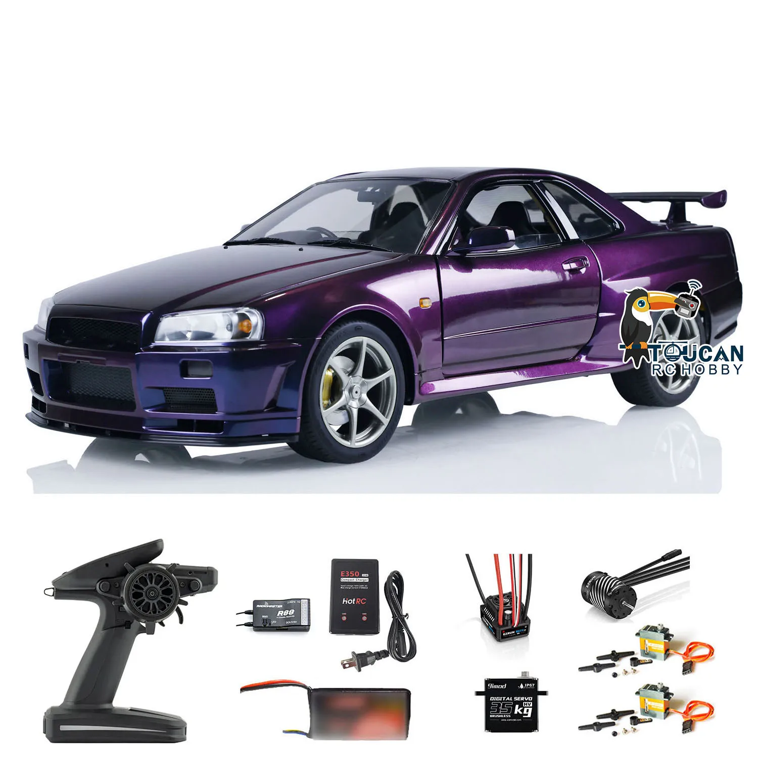 

SALE Capo R34 1/8 RC Racing Car Midnight Purple for GTR RTR Drifting High-end Upgraded Assembled Model RC Toy THZH1504