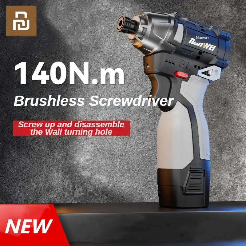 Mijia Nanwei Brushless Lithium Electric Impact Drill Wireless Electric Screwdriver Rechargeable Household Screwdriver Tools Set xiaomi mijia wireless vacuum cleaners 2 sweeping and mopping cleaning tools