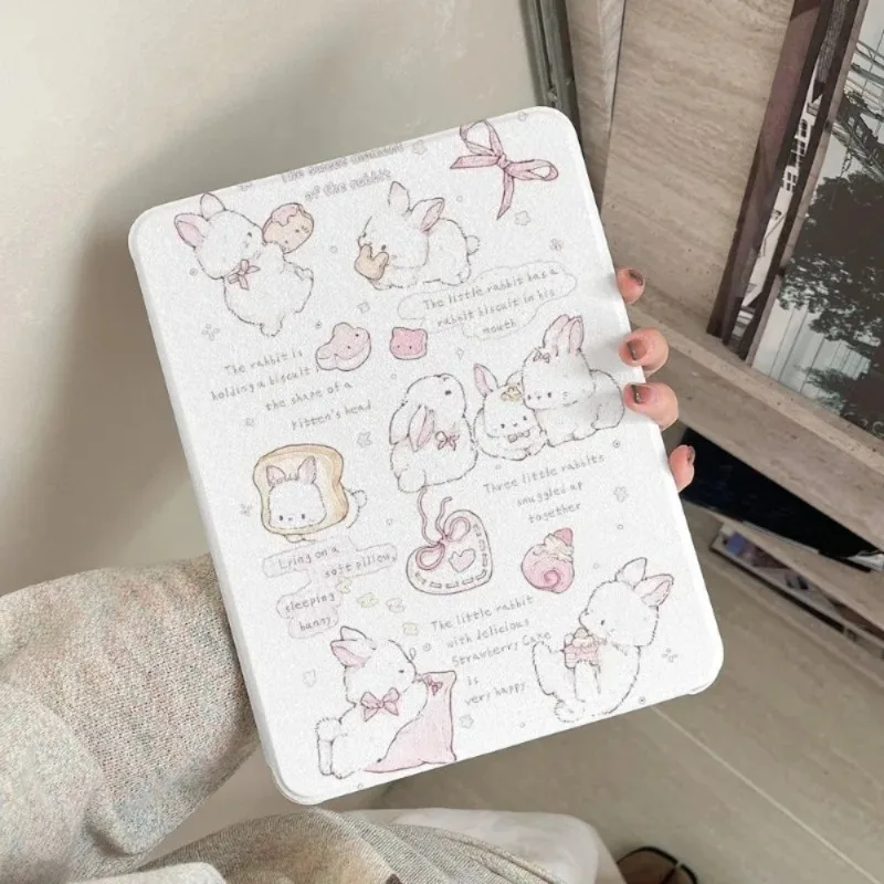 Adorable Rotating Rabbit Tablet Cover - Universal 10-11 Inch